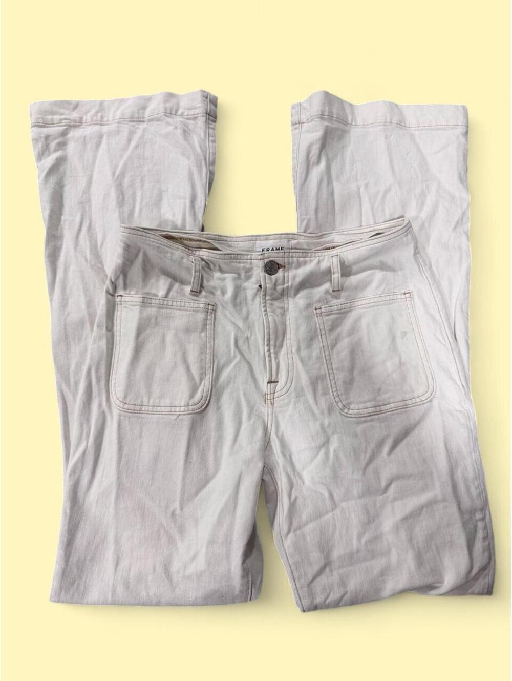 Frame Women's White and Cream Jeans